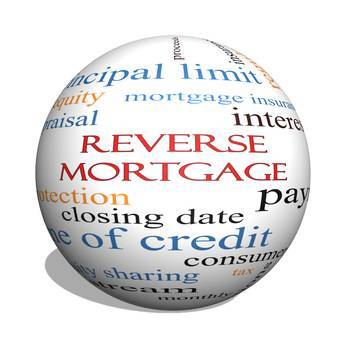 Reverse Mortgage 3D sphere Word Cloud Concept with great terms such as payment,...